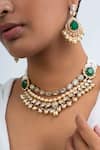 Buy_Zevar King_Green Pearls, Stones And Embellished Choker Set _at_Aza_Fashions