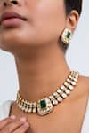 Buy_Zevar King_Green Stones Antique Gold Plated Choker Set _at_Aza_Fashions