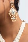 Zevar King_Multi Color Stones, Beads Gold Plated Floral Carved Necklace Set _Online_at_Aza_Fashions