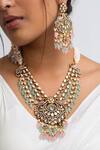 Shop_Zevar King_Multi Color Stones, Beads Embellished Necklace Set _at_Aza_Fashions