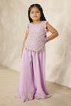 Buy_FAYON KIDS x AZA_Purple Georgette Embroidered Mirror Lilac Top And Palazzo Set _at_Aza_Fashions