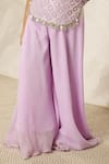FAYON KIDS x AZA_Purple Georgette Embroidered Mirror Lilac Top And Palazzo Set _Online_at_Aza_Fashions
