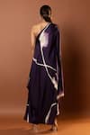 Shop_Vedika M_Purple Satin Print Abstract Asymmetric Neck One Shoulder Dress _at_Aza_Fashions