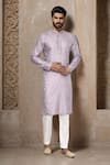 Buy_Arihant Rai Sinha_Purple Chanderi, Jacquard Lace Ditsy Crest Woven Kurta _at_Aza_Fashions