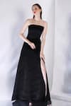 Ozeqo Black Neoprene Sequins Embellished Strapless Maxi Dress And Cape Online at Aza Fashions Ozeqo_Black Neoprene Sequins Embellished Strapless Maxi Dress And Cape _Online_at_Aza_Fashions
