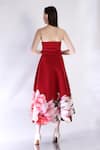 Shop_Ozeqo_Red Neoprene Fabric Flowers Off-shoulder Floral Applique Midi Dress _at_Aza_Fashions