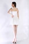 Shop_Ozeqo_White Cotton Embellished 3d Flower Straight Short Dress _at_Aza_Fashions