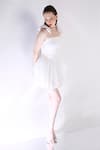Buy_Ozeqo_White Cotton Embellished 3d Flower Straight Short Dress _Online_at_Aza_Fashions