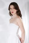 Shop_Ozeqo_Off White Neoprene Cut Work Off-shoulder Floral Cut-out Midi Dress With Cape _Online_at_Aza_Fashions