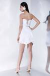 Shop_Ozeqo_White Neoprene Fabric Flowers Round Neck 3d Embellished Crop Top And Skirt Set _at_Aza_Fashions