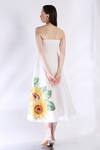 Shop_Ozeqo_White Neoprene Embroidery Off-shoulder Floral Applique Midi Dress _at_Aza_Fashions
