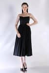 Buy_Ozeqo_Black Cotton Solid Straight Stella Midi Dress _at_Aza_Fashions