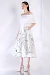 Buy_Ozeqo_White Neoprene Embroidered Floral Dress And Cape Straight Vero Midi With _Online_at_Aza_Fashions