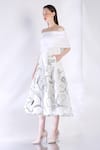 Shop_Ozeqo_White Neoprene Embroidered Floral Dress And Cape Straight Vero Midi With _Online_at_Aza_Fashions