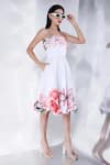 Buy_Ozeqo_White Neoprene Embroidery Off-shoulder Floral Cutwork Dress With Corset _at_Aza_Fashions