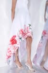 Buy_Ozeqo_White Neoprene Printed Floral Straight Giselle High Low Dress _Online_at_Aza_Fashions