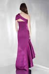 Shop_Ozeqo_Purple Neoprene One Shoulder Bradley Asymmetric Tiered Dress With Wrap _at_Aza_Fashions