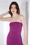 Ozeqo_Purple Neoprene One Shoulder Bradley Asymmetric Tiered Dress With Wrap _at_Aza_Fashions