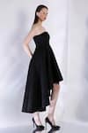 Buy_Ozeqo_Black Neoprene Off Shoulder Imperial High Low Hem Dress _Online_at_Aza_Fashions