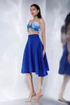 Shop_Ozeqo_Blue Neoprene Embroidery Sequins Sweetheart Elina Bustier With Skirt _at_Aza_Fashions