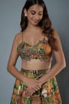 Buy_Rocky Star_Multi Color Silk Beads, Patchwork Sweetheart Botanical Print Tiered Lehenga Set _Online_at_Aza_Fashions