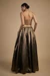 Shop_Rocky Star_Gold Silk, Polyester Beads, Sequins Shimmer Embellished Lehenga And Corset Set _at_Aza_Fashions