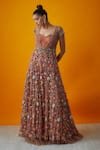 Buy_Rocky Star_Multi Color Brocade Embroidery Sequin Sweetheart Neck Petunia Gown _at_Aza_Fashions