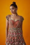 Rocky Star_Multi Color Brocade Embroidery Sequin Sweetheart Neck Petunia Gown _Online_at_Aza_Fashions