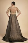 Shop_Rocky Star_Gold Skin Net And Poly Lurex Embroidery Sequins V Neck Sheer Blouse With Lehenga _at_Aza_Fashions