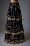 Rocky Star_Black Net Embroidery Sequins U Neck Tiered Lehenga With Blouse _Online_at_Aza_Fashions