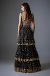 Shop_Rocky Star_Black Net Embroidery Sequins U Neck Tiered Lehenga With Blouse _at_Aza_Fashions