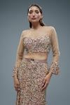 Rocky Star_Multi Color Net Embroidery Sequins Round Straight Fit Lehenga With Blouse _Online_at_Aza_Fashions