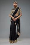 Buy_Rocky Star_Black Net Embroidery Sequins Round Pre-draped Saree With Blouse _at_Aza_Fashions