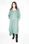 Buy_Leh Studios_Green 100% Viscose Lapel Collar Olive Oversized Trench Coat _at_Aza_Fashions