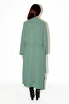 Shop_Leh Studios_Green 100% Viscose Lapel Collar Olive Oversized Trench Coat _at_Aza_Fashions