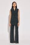 Buy_TWINKLE HANSPAL_Black Georgette Sequins Embellished Blazer And Wide Leg Pant Set _at_Aza_Fashions