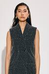 Buy_TWINKLE HANSPAL_Black Georgette Sequins Embellished Blazer And Wide Leg Pant Set _Online_at_Aza_Fashions