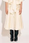 TWINKLE HANSPAL_Ivory Chanderi Embroidery Collared Tie Up Shirt And Bloom Midi Skirt _Online_at_Aza_Fashions