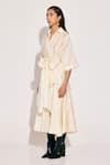 Buy_TWINKLE HANSPAL_Ivory Chanderi Embroidery Collared Tie Up Shirt And Bloom Midi Skirt _Online_at_Aza_Fashions