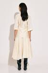 Shop_TWINKLE HANSPAL_Ivory Chanderi Embroidery Collared Tie Up Shirt And Bloom Midi Skirt _at_Aza_Fashions
