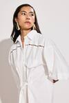 TWINKLE HANSPAL_White Poplin Collared Embroidered Detail Boxy Kaftan _Online_at_Aza_Fashions