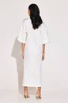 Shop_TWINKLE HANSPAL_White Poplin Collared Embroidered Detail Boxy Kaftan _at_Aza_Fashions
