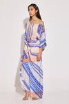 Buy_TWINKLE HANSPAL_Blue Crepe Print Abstract Stripe One Shoulder Neck Draped Maxi Dress _Online_at_Aza_Fashions