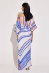 Shop_TWINKLE HANSPAL_Blue Crepe Print Abstract Stripe One Shoulder Neck Draped Maxi Dress _at_Aza_Fashions
