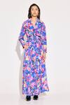 Buy_TWINKLE HANSPAL_Multi Color Crepe Calico Print Trench Coat _at_Aza_Fashions