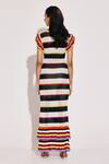 Shop_TWINKLE HANSPAL_Multi Color Knitted Cotton Viscose Striped V Neck Dress _at_Aza_Fashions