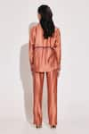 Shop_Twinkle Hanspal_Peach Chanderi Plain Collared Neck Freddy Contrast Cord Shirt With Pant _at_Aza_Fashions