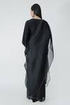 Shop_Chhaya Mehrotra_Black Silk Satin, Organza Rhinestones, Applique Pallu Saree And Kaftan Blouse _at_Aza_Fashions