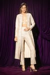 Buy_Chhaya Mehrotra_Ivory Jacket And Pant Chanderi Embellished Rhinestone Jacket Dione Set _at_Aza_Fashions