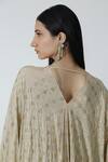 Chhaya Mehrotra_Beige Silk Rhinestones V-neck Gold Embellished Kaftan _Online_at_Aza_Fashions
